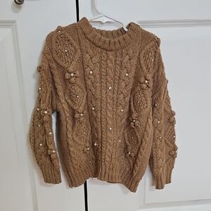 Kids Cable Knit Sweater - Brown